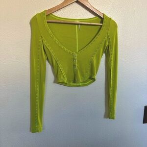 Lime Green 3 Buttoned Women's crop Top. Out From Under by Urban Outfitters